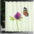 thumbnail image 3 of Ambesonne Butterfly Shower Curtain, Flower Winged Animal Art, 69"Wx70"L, Pastel Green Dark Magenta, 3 of 4
