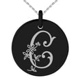 thumbnail image 2 of Tioneer Stainless Steel Letter C Initial Floral Monogram Engraved Small Medallion Circle Charm Pendant Necklace, 2 of 4
