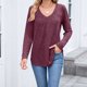 thumbnail image 4 of Ailaofu Women Tops Long Sleeve Shirts V Neck Loose Fit Soft Casual Solid Color T-Shirts Fall Clothing, 4 of 6