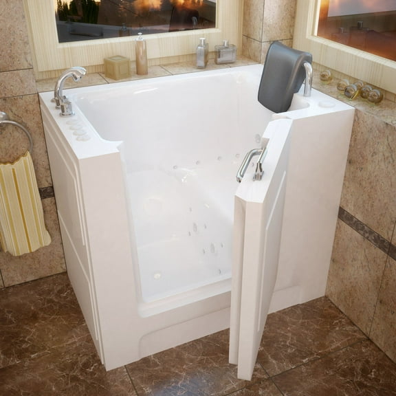 MediTub 2739LWD Walk-In Left Drain White Whirlpool & Air Jetted Bathtub