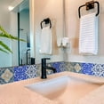 thumbnail image 3 of Mi Alma Blue Brown Floral Peel & Stick Tiles - Vinyl Backsplash 8x8, 3 of 11