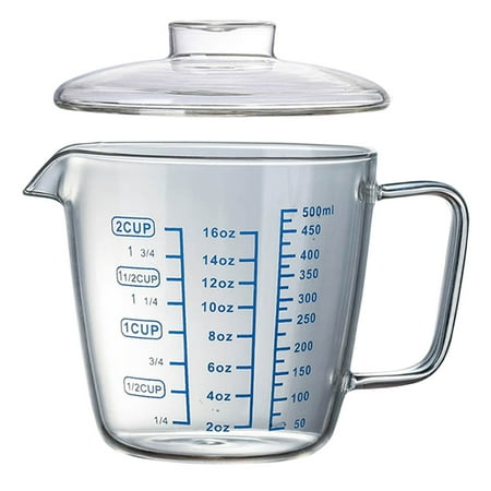 

1PC Home Measuring Glass with Glass Lid Heat-resistant Glass Measuring Cup