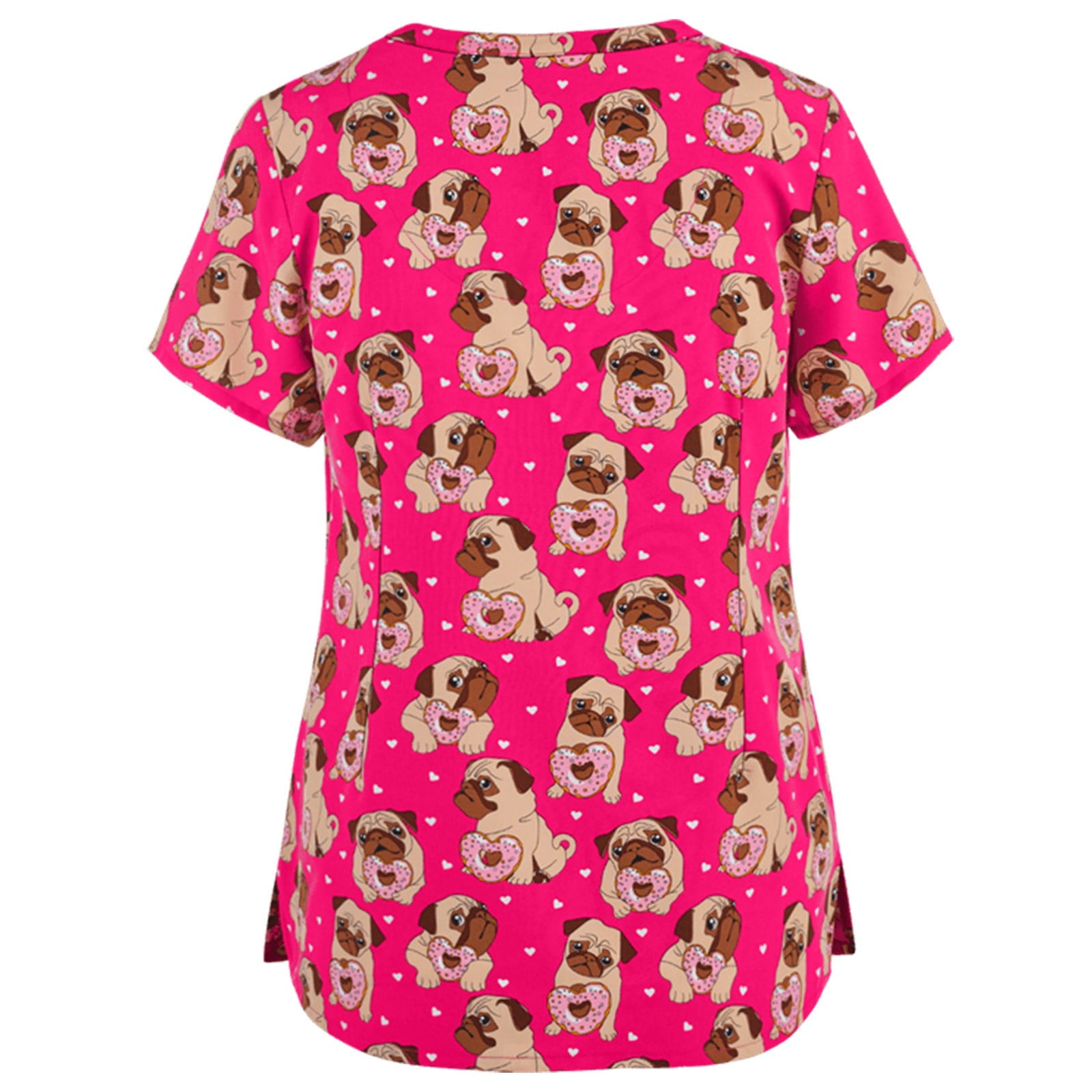 Lolmot Scrubs for Women Cute Animal Printed Casual Short Sleeve V-Neck Carer Working Uniform Nurse Shirts with Pockets