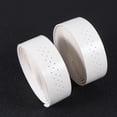 thumbnail image 2 of 1 Set PU Leather Shock-absorbing Handlebar Tape Wrap Punching Non Belt Handlebar Ribbon Strap for Outdoor Bikes (White), 2 of 6