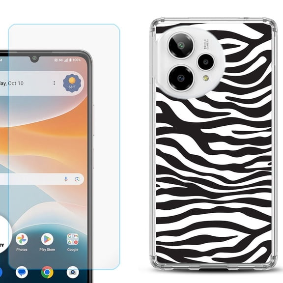Phone Case for ATT Motivate Pro 2, with Screen Protector, by OneToughShield - Zebra B/W