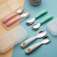 thumbnail image 2 of 304 Stainless Steel Kids Cartoon Pattern Portable Spoon Fork Baby Toddler Feeding Tableware Baby Cartoon Fork Spoon Pink Spoon Fork Set (Color Box), 2 of 5