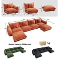 thumbnail image 4 of Advwin U-Shaped Modular Sectional Sofa with 2 Ottoman, Modern 4-Seater Oversized Cloud Couch with Thick Cushions for Living Room, Bedroom, Apartment, Small Spaces, Black+Orange, 4 of 9