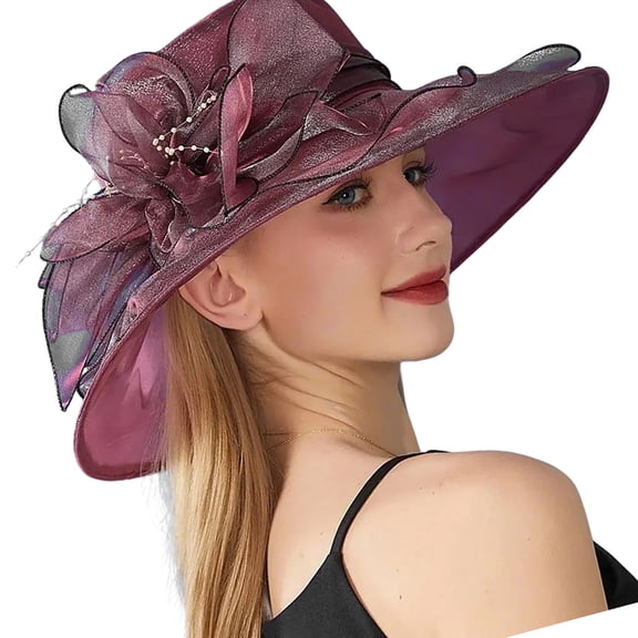 Elegant Women's Sun Hat with Floral Accent and Foldable Design Perfect for Church Weddings Beach Trip Outdoor