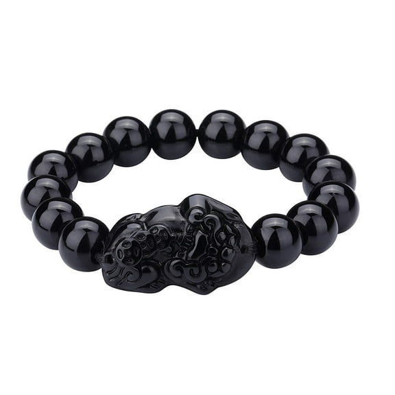 Feng Shui Pi Xiu/Pi Yao Citrine Crystal Bracelet, Attract Wealth and Good Luck (Black)