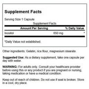 Swanson Inositol 650 Milligrams 100 Capsules
