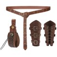thumbnail image 2 of Conjunto de accesorios de disfraz de cuero para Cosplay de Halloween, cinturón de cintura de caballero Medieval renacentista, guantelete de pirata vikingo, pulsera, 2 of 5