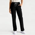 thumbnail image 2 of Womens Straight Leg Scrub Pants Drawstring Mid Rise Nursing Uniform 4-Way Stretch Soft Healthcare Professional Bottoms with Functional Pockets ,L,#01 Black, 2 of 6