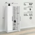 thumbnail image 5 of Elite Premium Home Storage Cabinet with Doors and Shelves, White Storage Cabinet, Bathroom Cabinet, Pantry Cabinet with 5 Shelves 16" D x 32" W x 72" H, WSCR-1901-1, 5 of 14