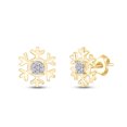 thumbnail image 2 of AFFY Round Cut Natural White Diamond Accent Snowflake Stud Earrings In 14K Yellow Gold Over Sterling Silver (0.05 Cttw, I2-I3 Clarity), 2 of 4