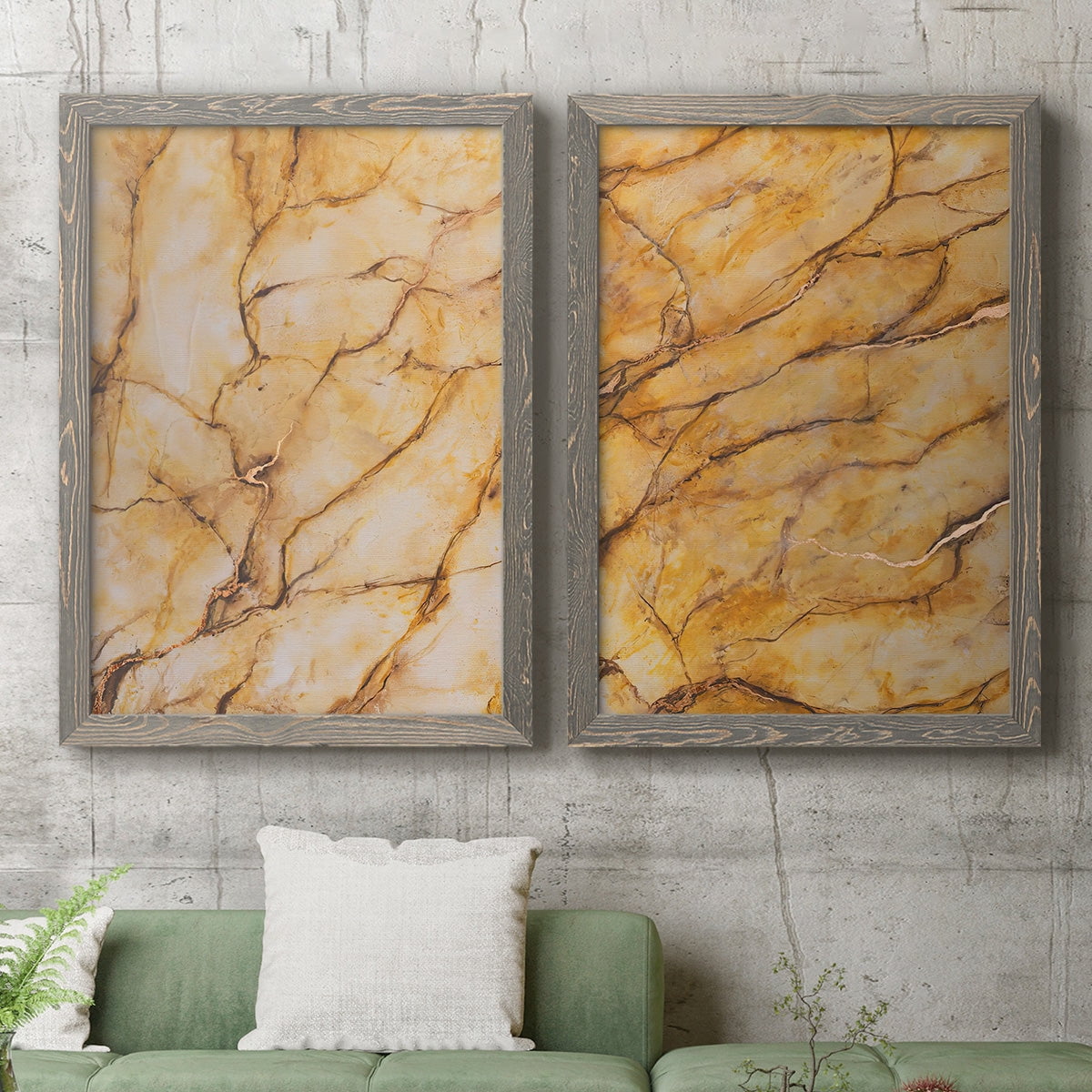 Yellow Marble I - Premium Framed Canvas 2 Piece Set - Ready to Hang