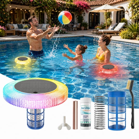 Solar Floating RGB Pool Light IP68 Waterproof Color Changing Pool Light with Remote Auto On/Off for Inground Above Ground Pools Spa Pond Decor