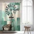 thumbnail image 5 of Rustic Shower Curtain, Farmhouse Shower Curtain, Retro Windmill Farm Western Barn Shower Curtain Set Waterproof Bath Curtain Bathroom Decor with 12 Hooks, 72x72 inches, 5 of 6