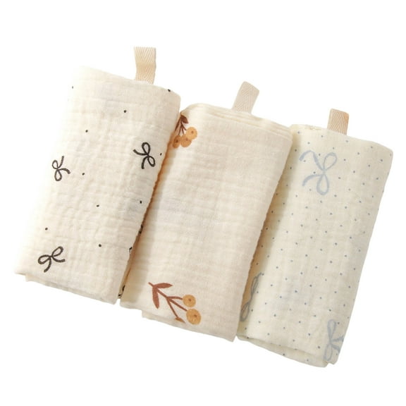 Soft Newborns Bath Towels Cotton Comfortable Washcloths Multipurpose Burp Cloth Set of 3pcs Baby Drooling Bibs 23cm