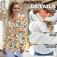 thumbnail image 6 of DISNIMO Flower Printed Pullover Tops for Women V Neck Hoodies Long Sleeve Sweatshirts Waffle Hooded Sweatshirt for Fall Winter, S, 6 of 7