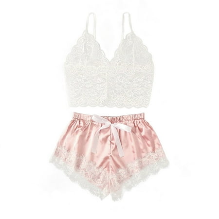 

fvwitlyh Deal s Today Muslin Sleepwear Women Pajamas Tops+Briefs Lace Underwire Underwear Corset Nighties for Women under 10