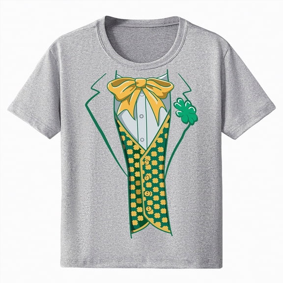 Godom Kids St.Patrick's Day Shirt for Boys Girls Clover T-Shirts Short Sleeve Tees Tops 1-12T,Grey