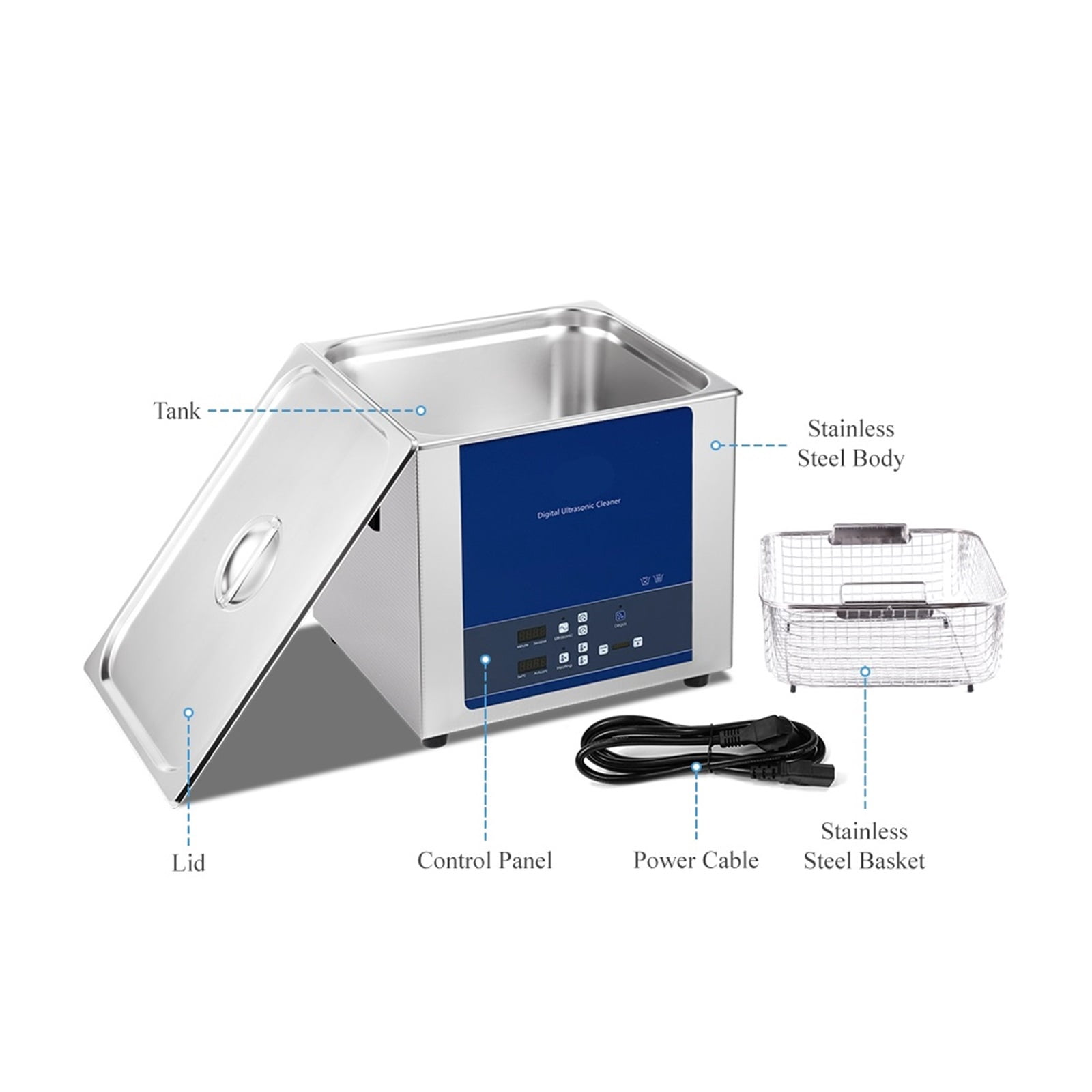 15L Power Set Degassing Ultrasonic Cleaner Laboratory Glassware Denture Metal Instrument Auto Parts Ultrason Washer Machine