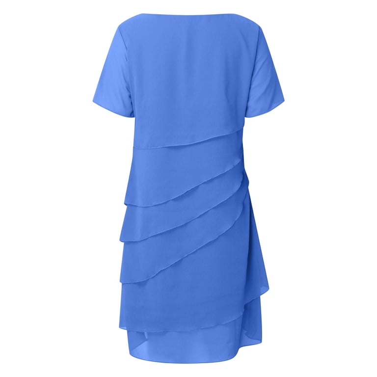 blue chiffon tiered midi dress THE ANGEL CHIFFON MIDI DRESS IN BLUE
