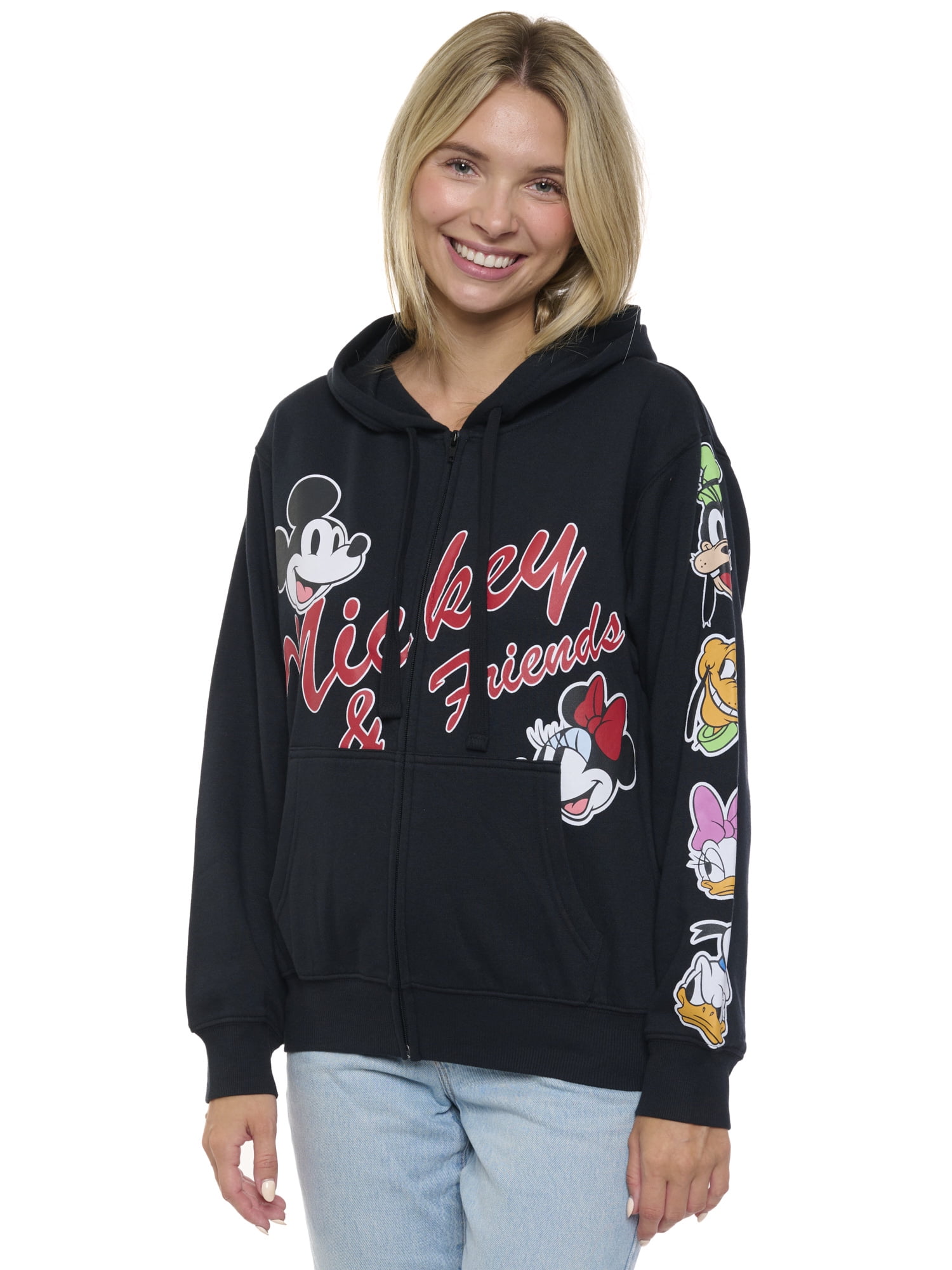 Disney Womens Mickey Mouse & Friends Hoodie Sweatshirt Black