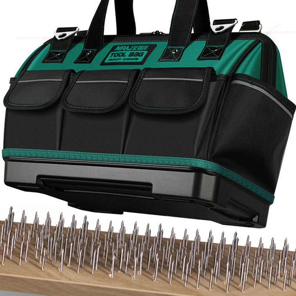 Shengyu 1/2/3/5 Sac à Outils avec Bande Réfléchissante Sacs en Tissu Oxford pour Menuiserie Électricien Boîte de Rangement Multi-Poches Kit de Matériel Anti-Chute Noir Vert/18 Pouces 1 Pce