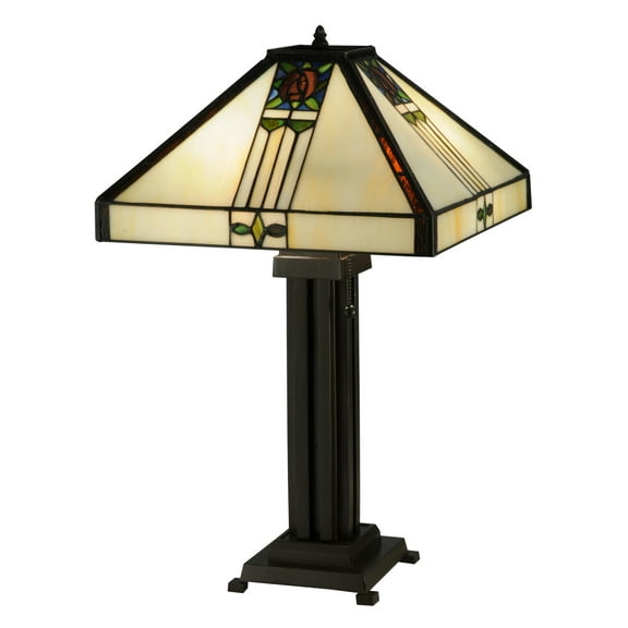 Meyda Tiffany 139227 23.5" H Pasadena Rose Table Lamp - Beige