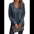 thumbnail image 3 of Camisas de Larga para Mujer, Blusas de Encaje con Cuello en V, Blusas Informales de Negocios, Conjuntos de Moda de Otoño, Ropa Gris M, 3 of 7
