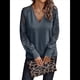 thumbnail image 3 of Camisas de Larga para Mujer, Blusas de Encaje con Cuello en V, Blusas Informales de Negocios, Conjuntos de Moda de Otoño, Ropa Gris XXL, 3 of 7