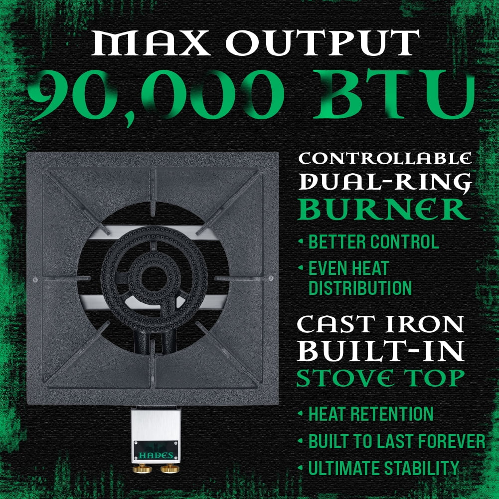 Concord Professional HADES Stainless Steel Commercial Stove. Dual-Controlled Burner Head with Solid Cast Iron Range Top.
