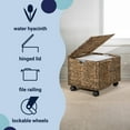 thumbnail image 3 of happimess BSK2005B Ashton 18.11" Classic Farmhouse Handwoven Hyacinth Rolling Filing Basket with Lid and 360 Degree Lockable Wheels, Brown, 3 of 8