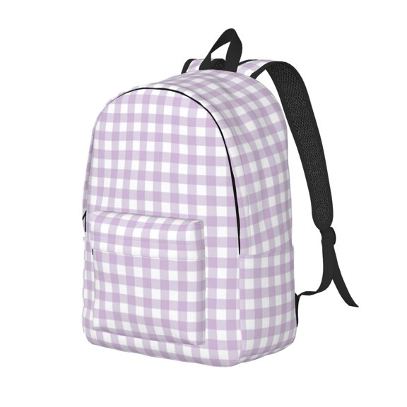 Honeii Purple Checkboard Print Canvas Backpack for School & Outdoor,Laptop Excursion Backpack,Notebook School Bookbag For Men Women,for Work, Travel, and Everyday Use-Small