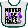 thumbnail image 3 of Inktastic Never Lose Hope Epilepsy Awareness with Balloons and Purple Ribbon Boys or Girls Baby Bib, 3 of 4