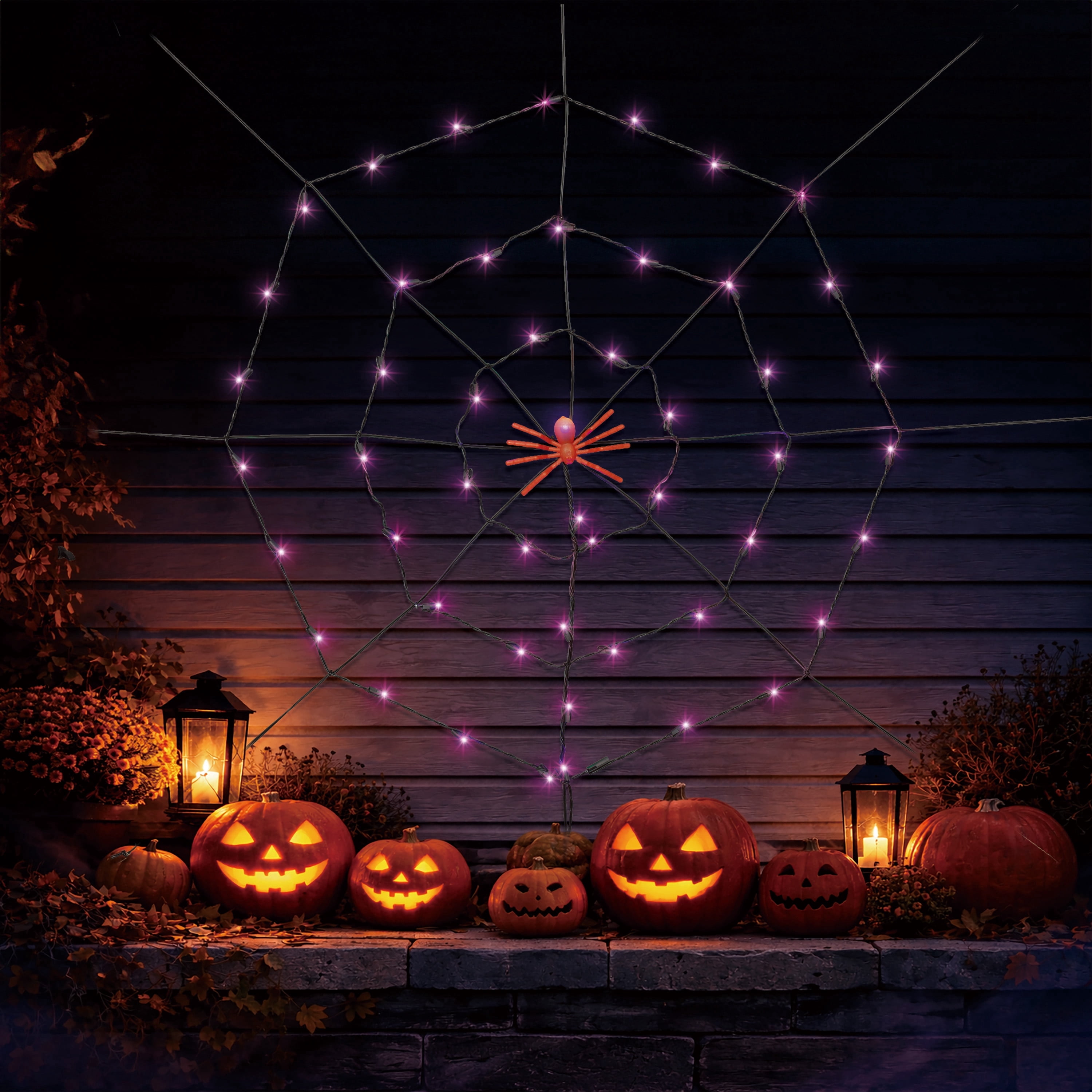 Indoor/Outdoor 50-Count LED Spider Web Lights, Purple, 5', Halloween by Way To Celebrate