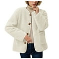 thumbnail image 5 of YDFCWXW Lightweight Cardigan Jacket for Women Classy Thick Lapel Collar Winter Coats Cropped Shearling Outerwear Beige, 4XL, 5 of 8