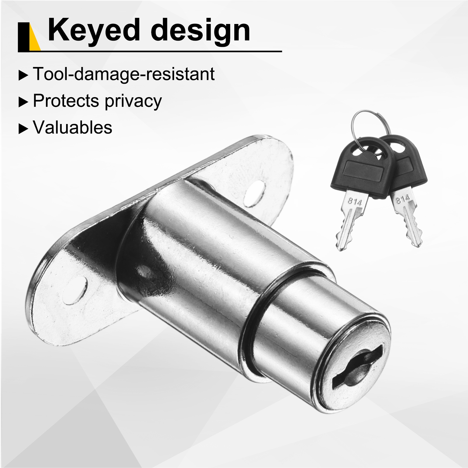 Uxcell Drawer Desk Push Plunger Lock, 6Pcs 7/8" Cylinder Diameter 1-7/16" Cylinder Length Zinc Alloy Sliding Cabinet Locks with Cross Screwdriver Keyed for Wardrobe Drawers, Silver