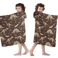 thumbnail image 4 of Brown Cartoon Dinosaurs Fossils Pattern Hooded Bath Towel，50"x30" for Ages 3 To 12 Kids, Quick Dry Lightweight Soft Microfiber Hood Beach Towel Cover Up for Kids, 4 of 7