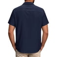 thumbnail image 3 of Inglocry Men's Linen Short Sleeve Shirts Cotton Casual Lightweight Button Down Shirt Beach Vacation Summer Tops with Pocket Dark Blue S, 3 of 3
