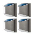 thumbnail image 1 of Lámpara de pared solar de acero inoxidable para valla exterior, 4 unidades, resistente al agua, para jardín, jardín, paisajismo (plateada), 1 of 6