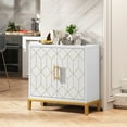thumbnail image 2 of HLR 30.7" White Accent Cabinet with 2 Doors, Entryway Cabinet with Gold Trim, Modern Buffet Sideboards, 2 of 7