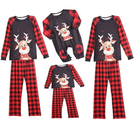 

Kupretty Christmas Reindeer Elk Pajamas Set for Family Pjs Matching Sets Women Men Antlers Print Shirt Xmas Outfit Sets