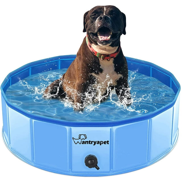 IGUOHAO Foldable Dog Pool, 39.5"x 12" Dog Pools for Large Dogs Portable PVC Pet Swimming Pool, Slip-Resistant Material Kiddie Pool for Dogs Cats and Kids, Collapsible Pet Bathing Tub