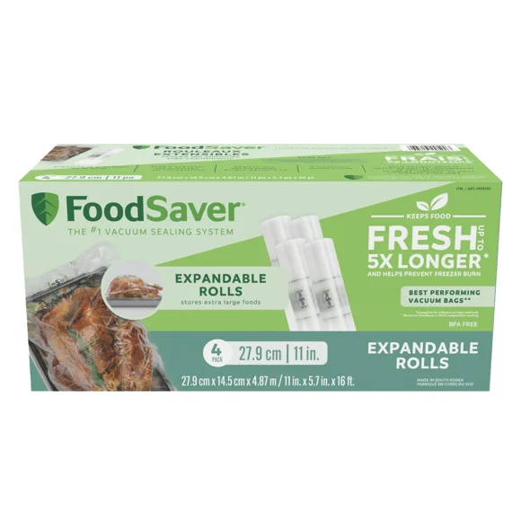 FoodSaver Rouleau de Scelleuse sous Vide Extensible, Lot de 4