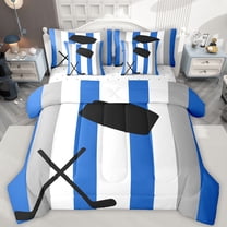Castle Fairy Female Men Adults Sport Ice Hockey Bedding Comforter Set 7-Piece,Geometric Stripes King Bedding Sets,Ball Gaming Ultra Soft Bed Sheets,Luxury Bedroom Decor,Reversible