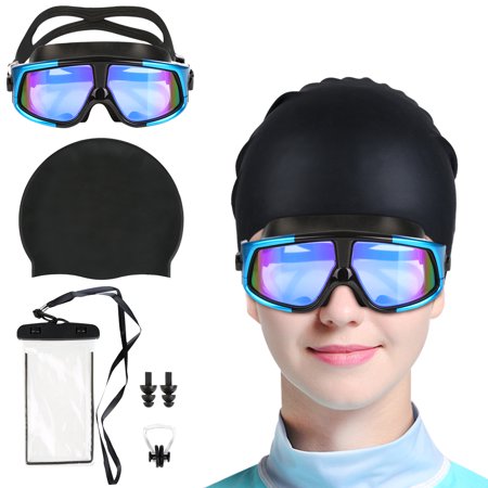 Lady Goggles - Vbiger Men Women Anti Fog Swimming Goggles Leakproof Silicone Frame Swim Goggles with Swim Cap, Nose Clip, Ear Plugs and Waterproof Phone Case