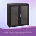 thumbnail image 6 of Kings Brand Furniture Wood Curio Accent Cabinet with 2 Frosted Glass Doors, 3 Inner Shelves, Black, 6 of 7
