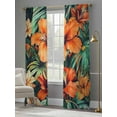 thumbnail image 4 of Burnt Orange Floral Sheer Curtains 84 Inch Length 2 Panels Set, Tropical Botanical Leaves Floral Voile Window Treatment Rod Pocket Curtains Sheers Drapes for Bedroom/Living Room/Kitchen 52"x84"x2, 4 of 7